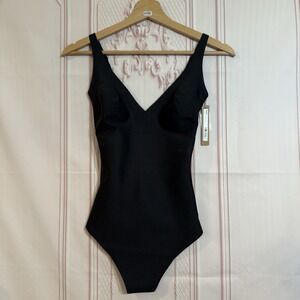 NWT SKIMS CS BODY UNLINED PLUNGE THONG BODYSUIT Onyx Black Size Medium